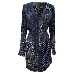 Diane von Furstenberg Reid patchwork mini-jurk met print in marineblauwe zijde