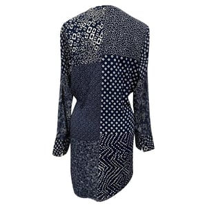 Diane von Furstenberg Reid patchwork mini-jurk met print in marineblauwe zijde