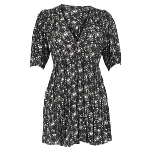 Ganni mini-jurk van bedrukte crêpe in groene viscose