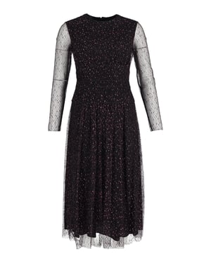 Escada midi-jurk met transparante mouwen in zwart polyester