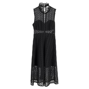 Sandro Paris Alisa gehaakte midi-jurk in zwart polyester