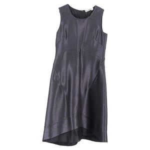 Jil Sander midi-jurk met ronde hals in metallic grijs polyester