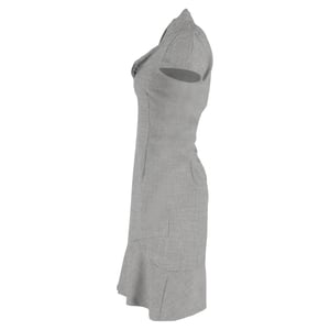 Valentino Garavani midi-jurk met patroon en korte mouwen in grijze wol.