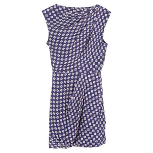Diane Von Furstenberg Francia jurk met sterrenprint en ruches in marineblauwe zijde