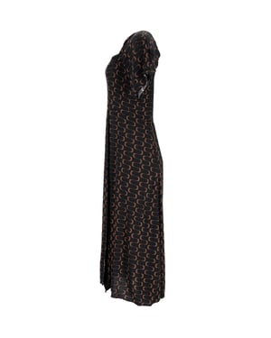Bedrukte midi-jurk van Reformation in zwarte viscose.