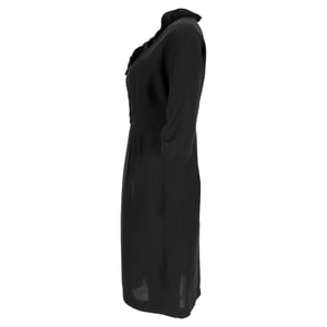 Prada midi-jurk met ruches aan de halslijn in zwarte viscose