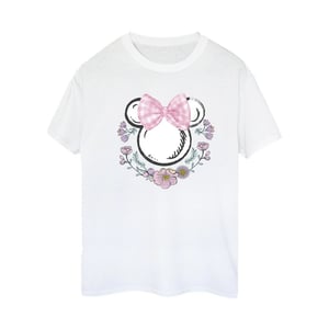Disney Dames/Dames Minnie Mouse Bloemen Katoenen Strik Boyfriend T-shirt (Wit)