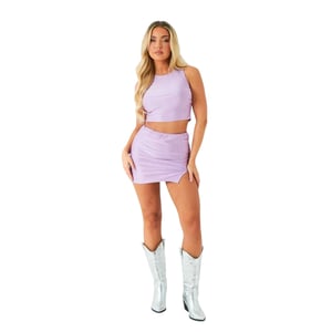 Missy Empire Minirok voor dames met Hot Fix-applicaties en discoglitter (Lila)
