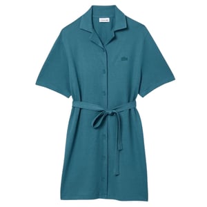 Lacoste Katoen-linnen overhemdjurk voor dames (Groen)