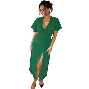 AX Paris Dames/Rokjes Gerimpelde Splitzoom Midi Dress (Groen)
