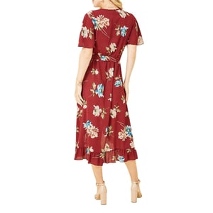 Mela London Dames/Dames Bloemen V Hals Wikkeljurk (Rood)