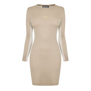 Diesel Mini-jurk met ronde hals en ovale uitsnijding voor dames (Beige)