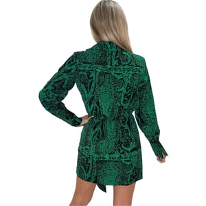 AX Paris Dames Paisley Wikkel Lange Mouw Mini Jurk (Groen)