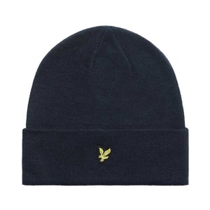 Lyle & Scott Geborduurde gebreide muts met logo voor volwassenen (Donkere marine)