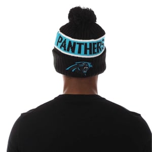 New Era Unisex volwassen Panthers Ribgebreide American Football Bobble muts (Zwart)