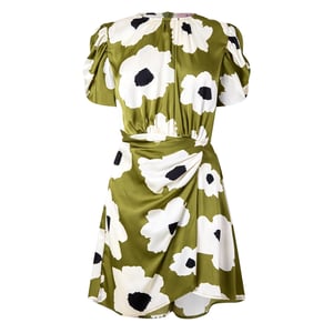 AX Paris Mini-avondjurk voor dames met bloemenprint, van polyester en met plooien aan de zijkant (Olijf)