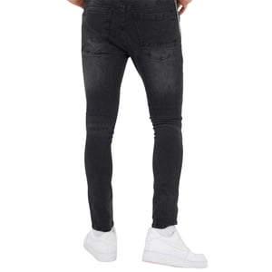 Brave Soul Herenjeans van denim met ketting en knoopsluiting (Donker houtskool)