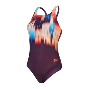 Speedo Dames/Dames Medalist Digitaal afgedrukt eendelig zwempak (Pruim/Rood)