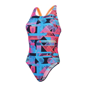 Speedo Dames/Dames Eendelig Zwempak met Racerback met Grafische Print (Sirene Rood/Blauw)