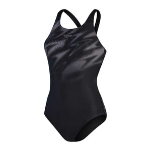 Speedo Hyper Boom Abstract eendelig zwempak voor dames (Zwart/Grijs)