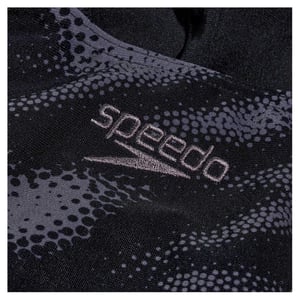 Speedo Hyper Boom Abstract eendelig zwempak voor dames (Zwart/Grijs)