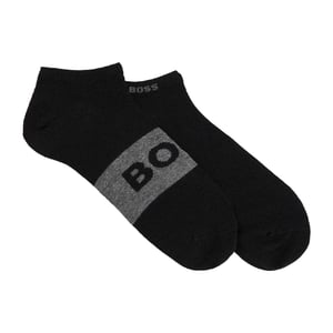 Boss Enkel sokken met logo voor volwassenen (pak van 2) (Zwart)
