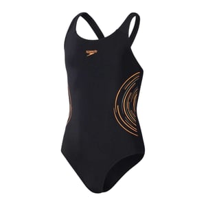Speedo Meisjes Placement Eendelig Badpak (Zwart/Oranje)