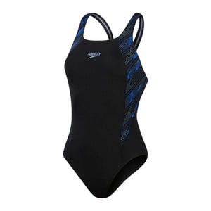 Speedo Dames/Dames Hyper Boom Muscleback ééndelig zwempak (ZWART/BLAUW)