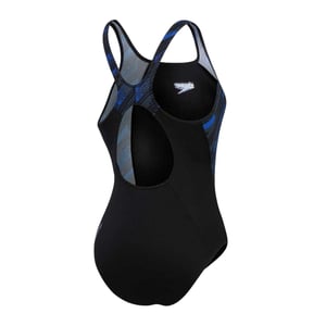 Speedo Dames/Dames Hyper Boom Muscleback ééndelig zwempak (ZWART/BLAUW)