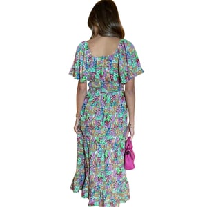 AX Paris Zomerse midi-jurk voor dames van polyester met ruches aan de zoom (Veelkleurig)