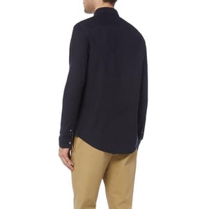 Original Penguin Heren-shirt met lange mouwen 'Sticker Pete' van EcoVero (Donkere saffier)