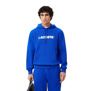 Lacoste Heren-hoodie van dubbelzijdig katoenpiqué (Blauw)