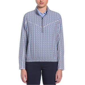 Callaway Lichtgewicht dames-top met geometrisch patroon en kwartritssluiting (Vuursteen)