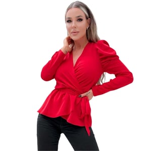 AX Paris Dames/Dames Puff Sleeve Wrap Top met ceintuur (Rood)
