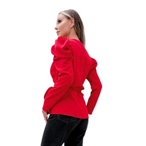 AX Paris Dames/Dames Puff Sleeve Wrap Top met ceintuur (Rood)