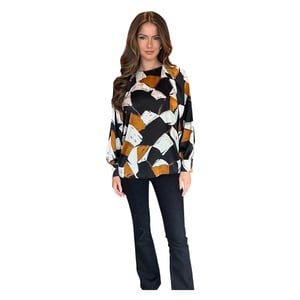 AX Paris Dames/Dames Geometrische Polyester Blouse (Zwart/Wit/Bruin)