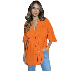 AX Paris Dames/Dames V Hals Smock Top met Ruches (Oranje)