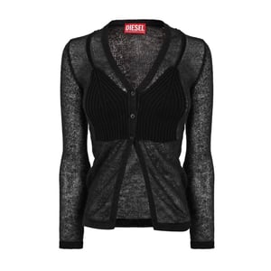 Diesel Arina-vest met V-hals en lange mouwen voor dames (Zwart)