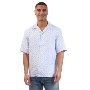 Boss Heren C-Lars-252 Lyocell Overhemd met Korte Mouwen (Blauw)