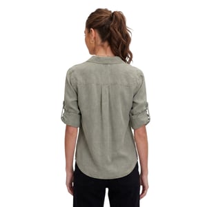 Bella Dahl Dames-shirt met split aan de achterkant, relaxte pasvorm en 3/4-mouwen (Leger Groen)