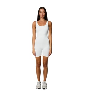 Honeyz Geribbelde, slanke mouwloze playsuit voor dames (Wit)