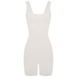 Honeyz Geribbelde, slanke mouwloze playsuit voor dames (Wit)