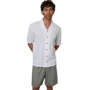 Threadbare Heren Geborduurde Kraag Korte Mouwen Bowling Shirt (Wit)