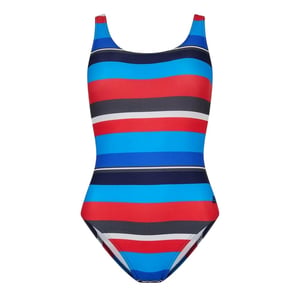 Zoggs Dames Gestreepte Scoopback Eénstuk Badpak (Multikleur Print)