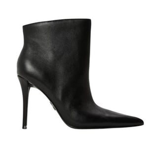 Steve Madden Leren enkellaarsjes met naaldhak voor dames (Zwart)