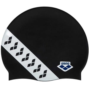 Arena Unisex zwemkap voor volwassenen met strepen en logo (Zwart)