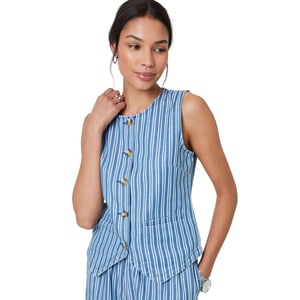 Threadbare Dames Fifi denim mouwloos vest (Middenblauw)