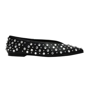 Steve Madden Dames Venecia Noviteit Leer Amandelpunt Ballerina's (Zwart)