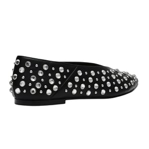 Steve Madden Dames Venecia Noviteit Leer Amandelpunt Ballerina's (Zwart)