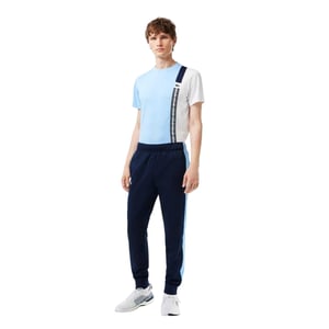 Lacoste Sportieve, slanke hardloopbroek voor heren met kleurblokken (Marineblauw)